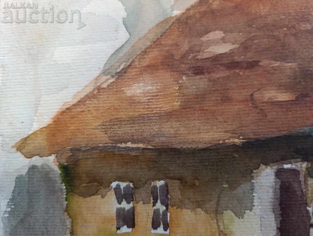 Παράδοση Παλιό όμορφο βουλγαρικό πίνακα, ακουαρέλα