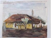 Παλιό όμορφο βουλγαρικό πίνακα, ακουαρέλα