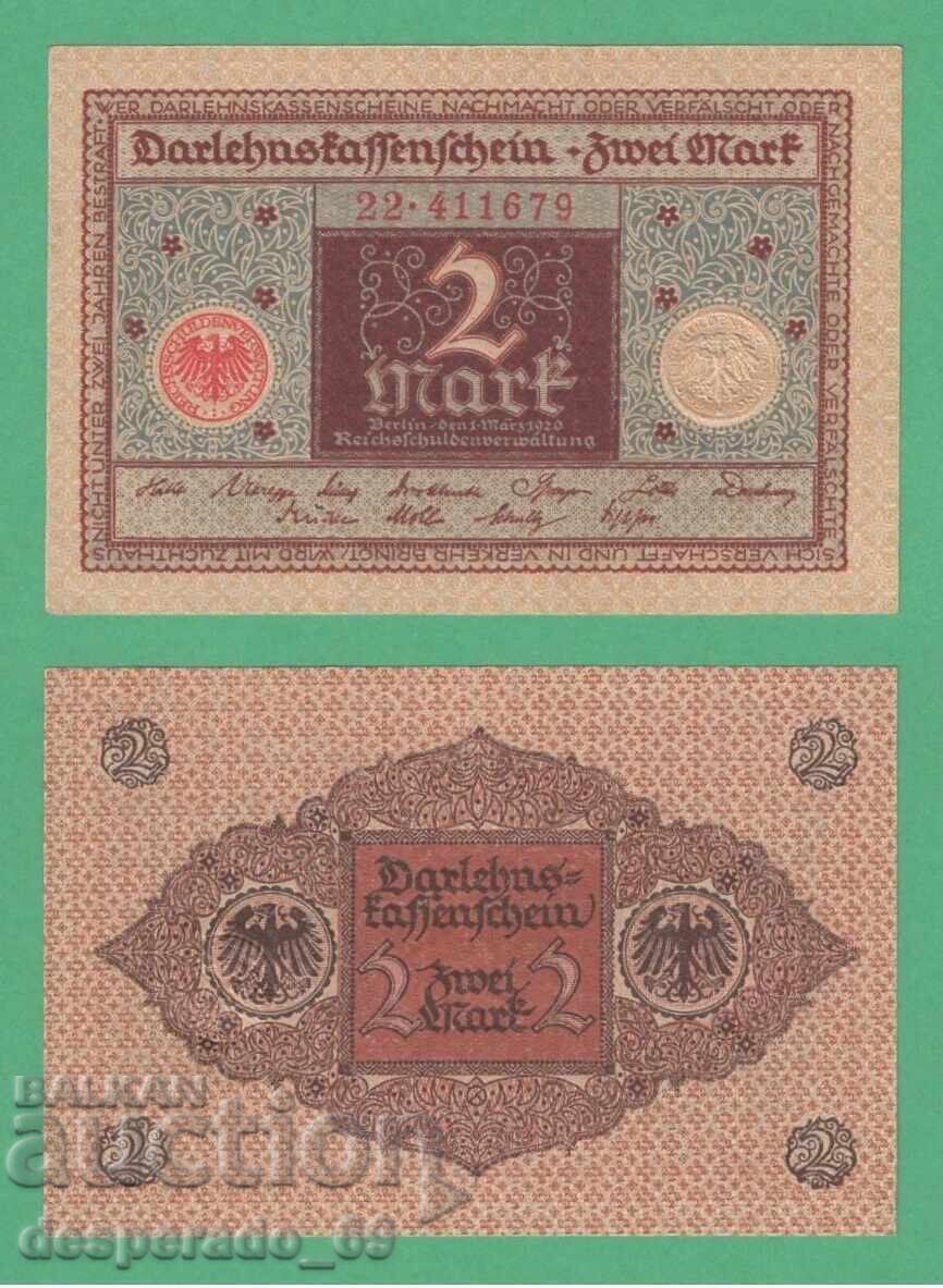 (¯`'•.¸ГЕРМАНИЯ 2 марки 1920 UNC (вариант 1)¸.•'´¯) (¯`'•.¸ГЕРМАНИЯ 2 марки 1920 UNC (вариант 1)¸.•'´¯)