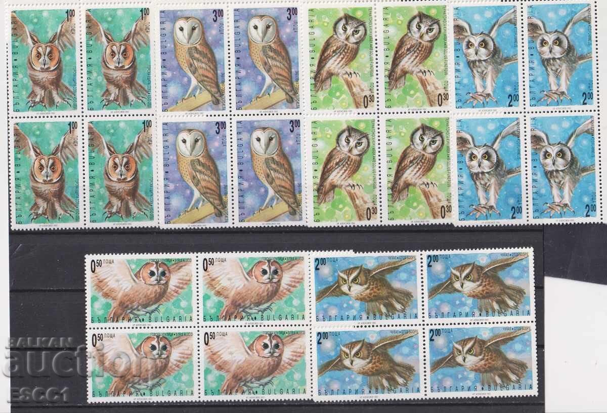 Δημοπρασία Καθαρές γραμματόσημες Fauna Νυχτερινά αρπακτικά πουλιά Κουκουβάγιες 1992 από Βουλγαρία