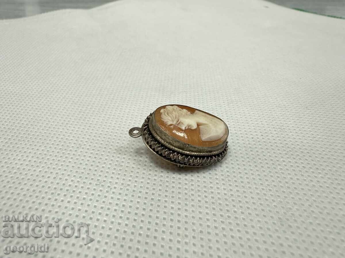 Аукцион Стара сребърна камея / рапан / сребро. №7663