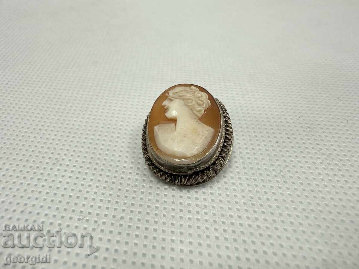 Доставка на Стара сребърна камея / рапан / сребро. №7663