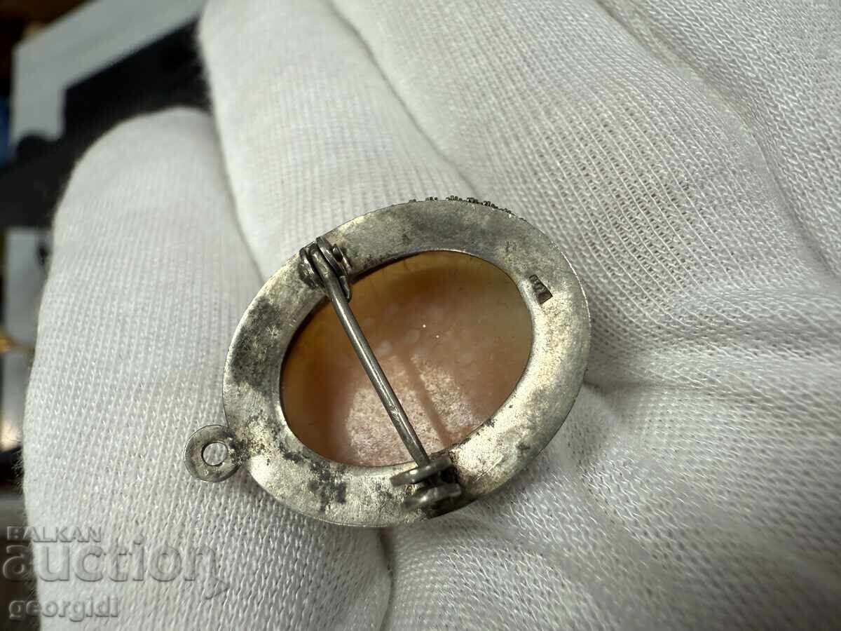 Стара сребърна камея / рапан / сребро. №7663 - 7