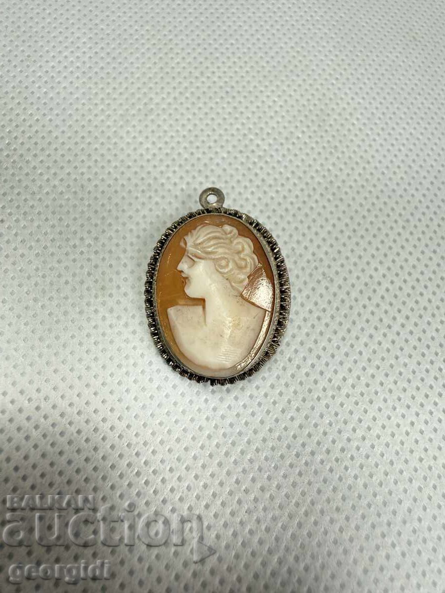 Стара сребърна камея / рапан / сребро. №7663
