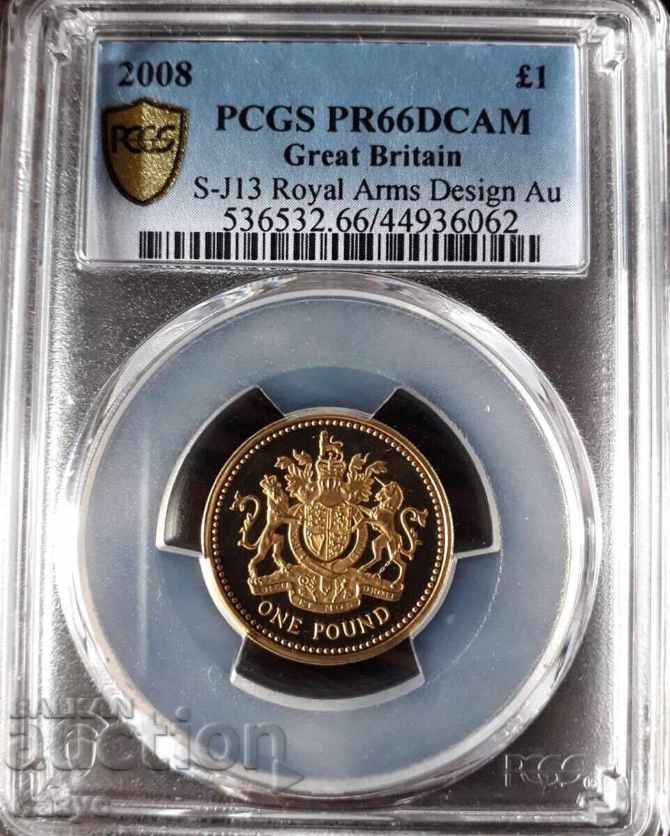 Gold Coin 1 Pound Sterling United Kingdom 2008 with price 3500.00 BGN | € 1789.52