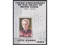 Severna Koreya 1984 Σφραγισμένο μπλοκ Μαρία Κιουρί