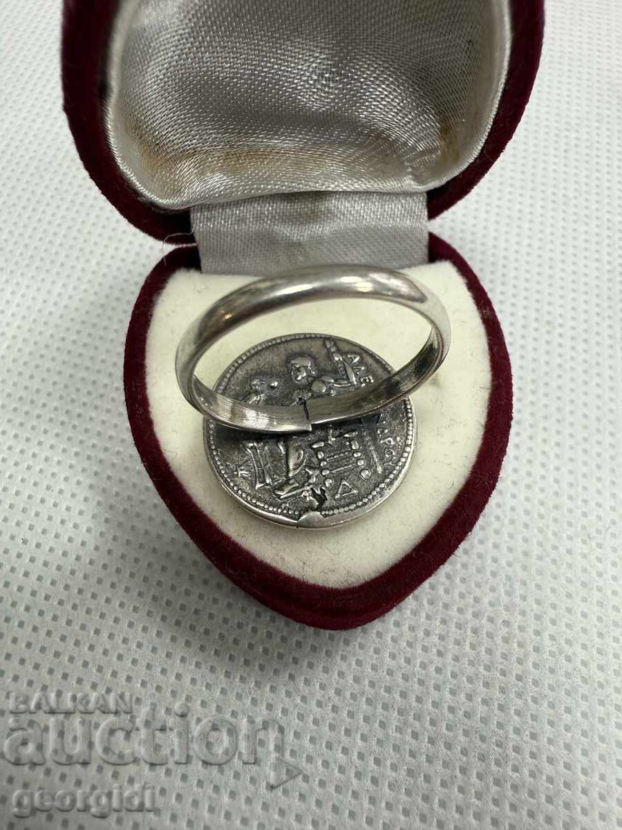 Ελληνικό ασημένιο δαχτυλίδι με νόμισμα - Αλέξανδρος Γ'. Νο. 7660 - 5