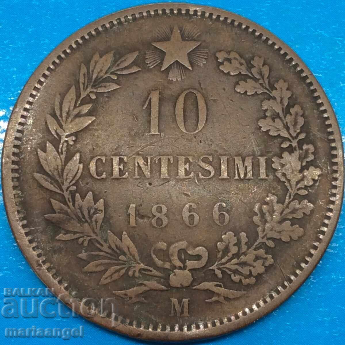 10 Centesimi 1866 M - Milan Italy 30mm Victor Emmanuel - 6
