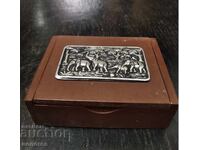 Дървена кутия за бижута със слонове - Тайланд