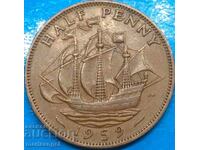 1/2 πένες 1959 Ηνωμένο Βασίλειο Ελισάβετ