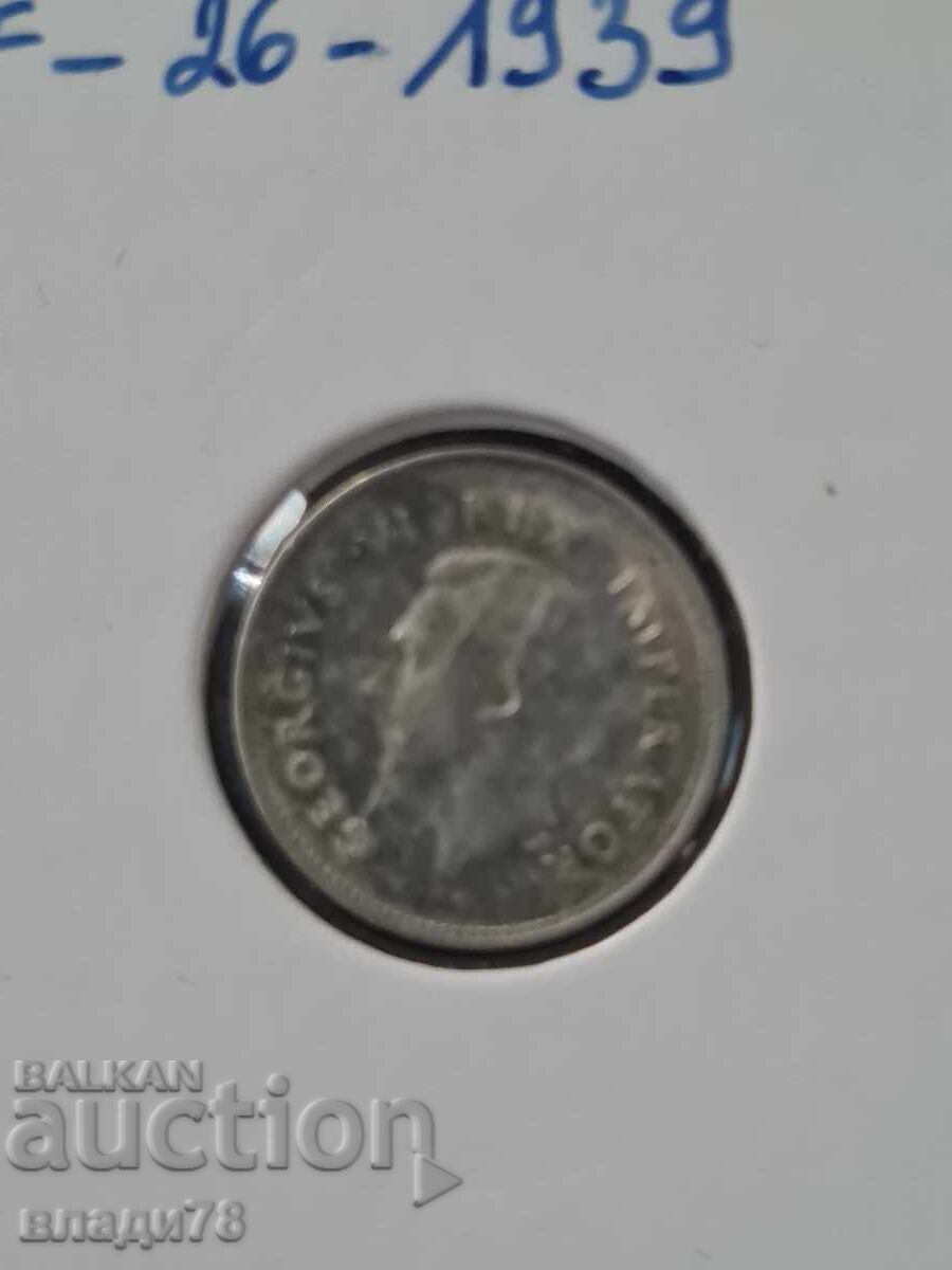 Ασημένιο νόμισμα 3 πένες 1939 με τιμή 0.01 BGN | € 0.01