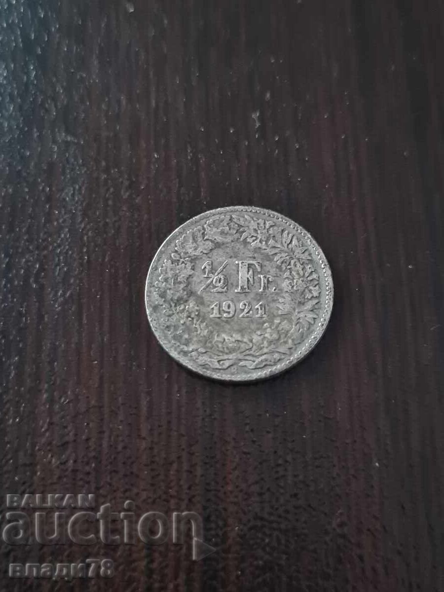 Auction  Silver coin 1/2 franc 1921