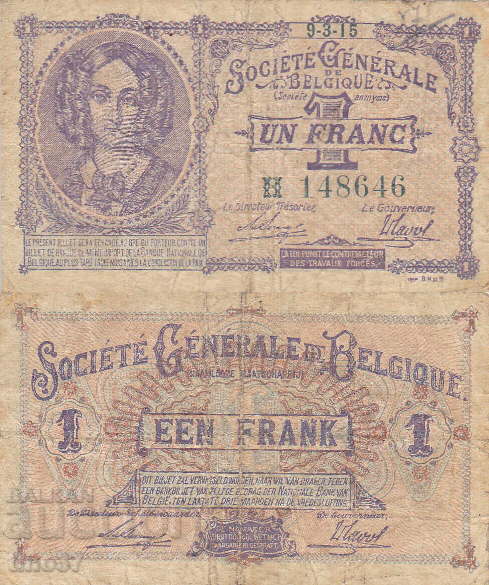 tino37 - BELGIA - 1 FRANC - 1915