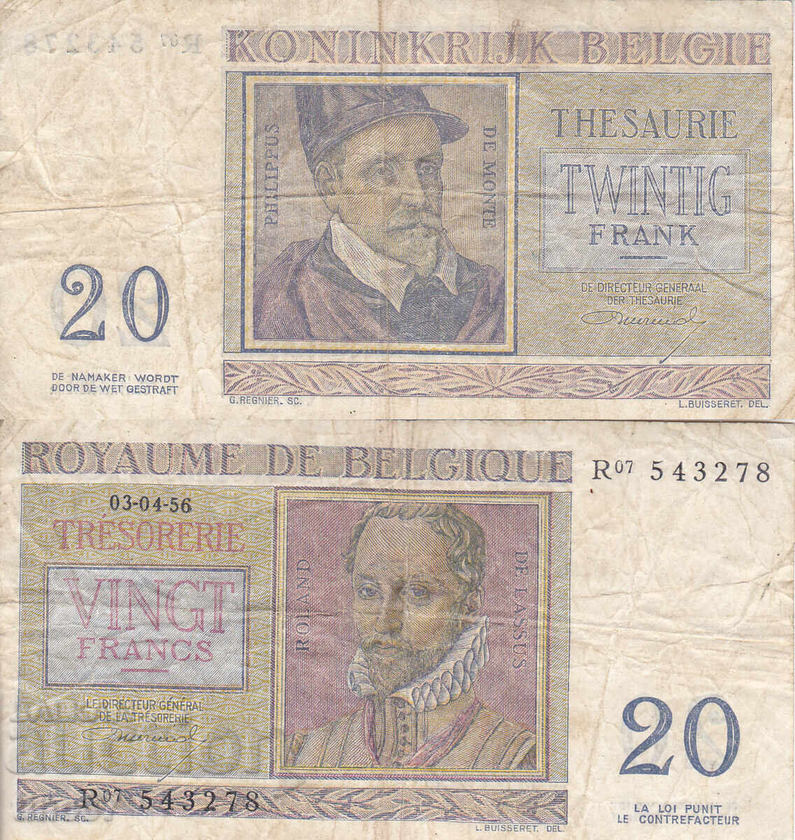 tino37- ΒΕΛΓΙΟ - 20 ΦΡΑΓΚΟ - 1956