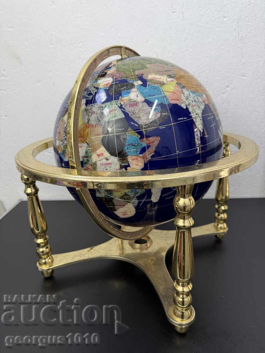 Tabletop globe made of semiprecious minerals №7670 - 5