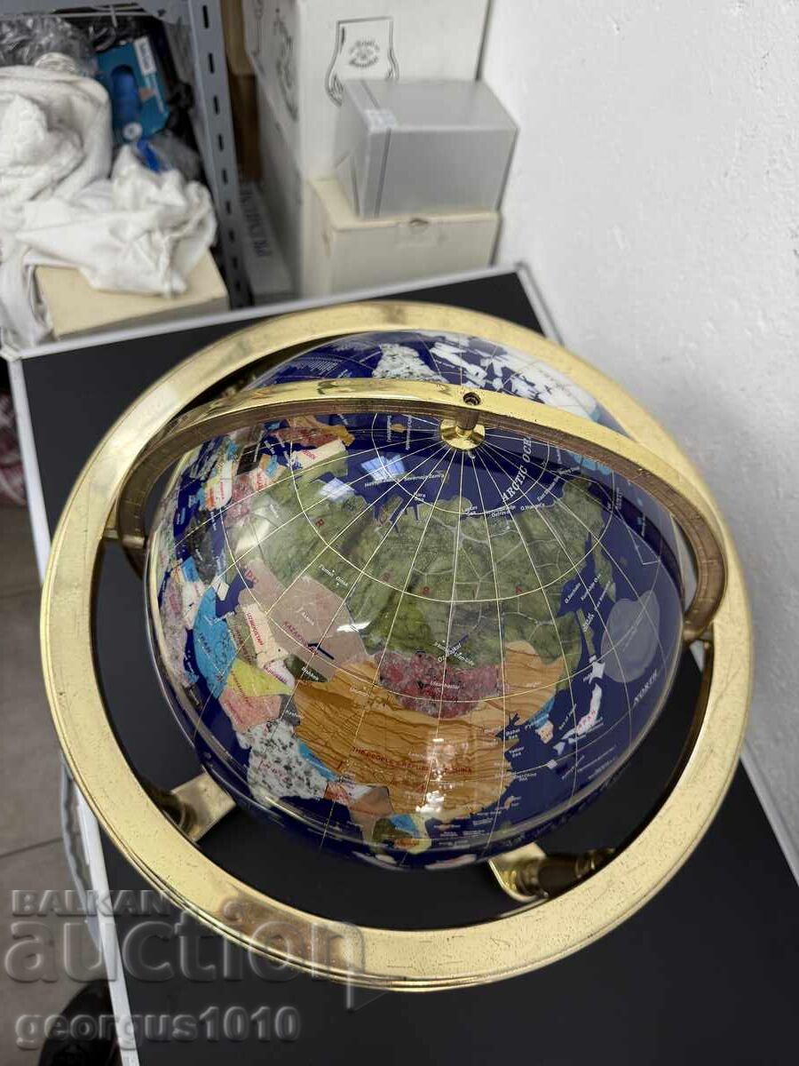 Tabletop globe made of semiprecious minerals №7670 - 6