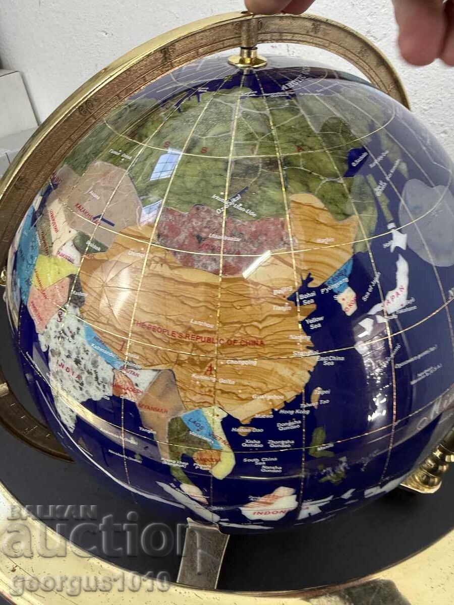 Tabletop globe made of semiprecious minerals №7670 - 7