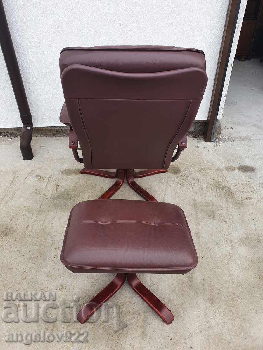 Taburetă și fotoliu cu opțiune de dormit din piele naturală!!! - 6