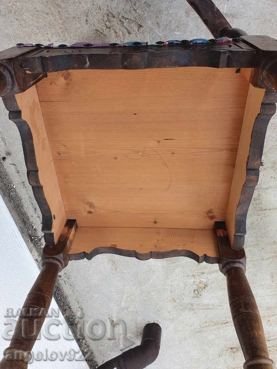 Όμορφο vintage ξύλινο γωνιακό σκαμπό μασίφ!!! - 7