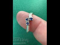 Сребърен пръстен със сапфир №7672