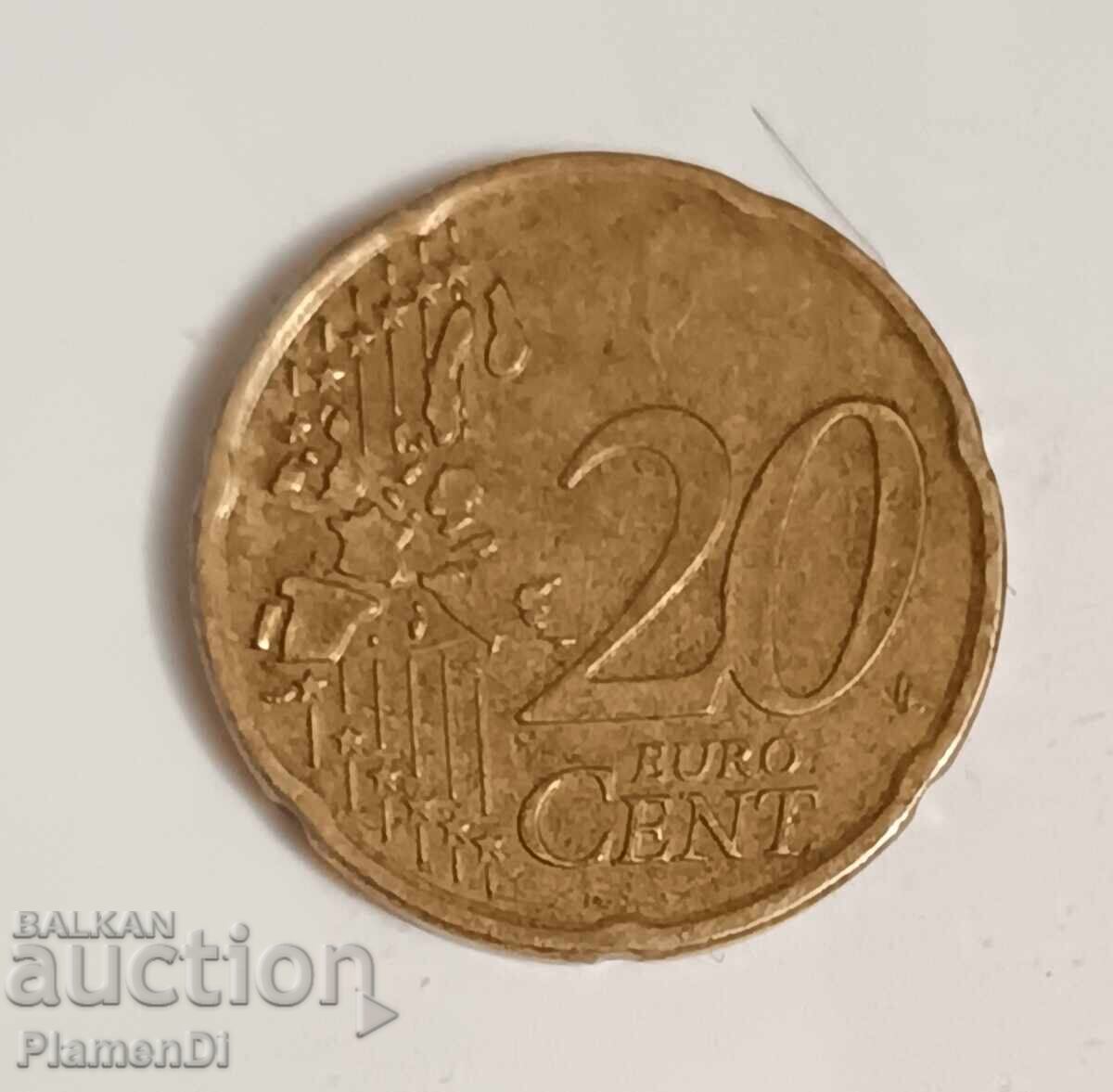 Монета от 20 евроцента 2002г Нидерландия. Монета от 20 евроцента 2002г Нидерландия.