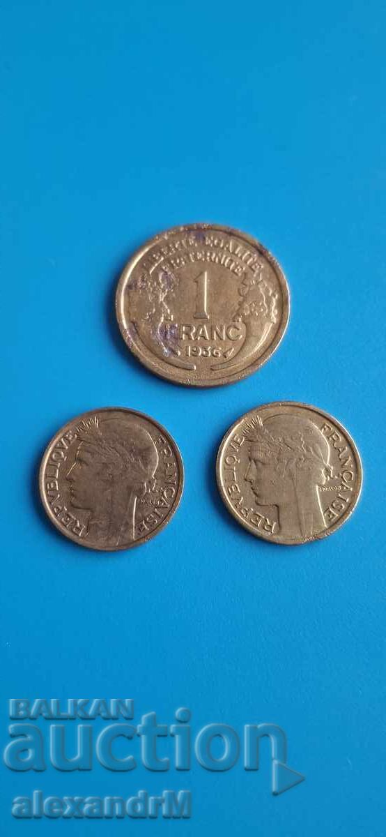 50 λεπτά 1931/1937 + 1 φράγκο 1936 Γαλλία Τρίτη Δημοκρατία