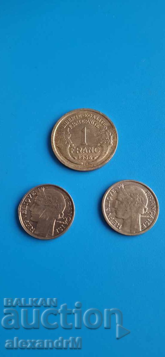 50 santima 1932/1938 + 1 franc 1938 Franța A Treia Republică cu preț 2.00 BGN | € 1.02