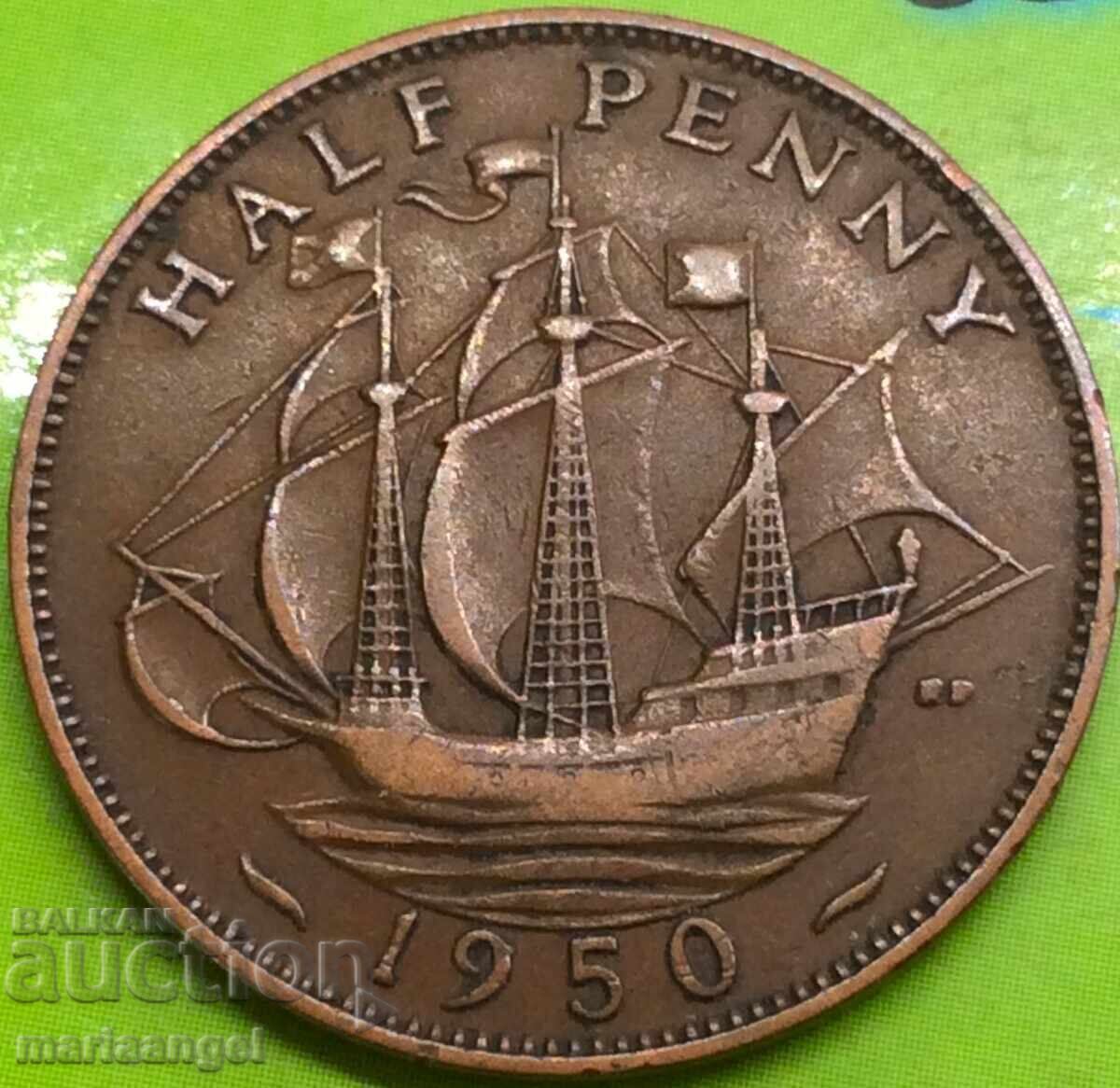 1/2 Penny 1950 Great Britain George VI Bronze - 5