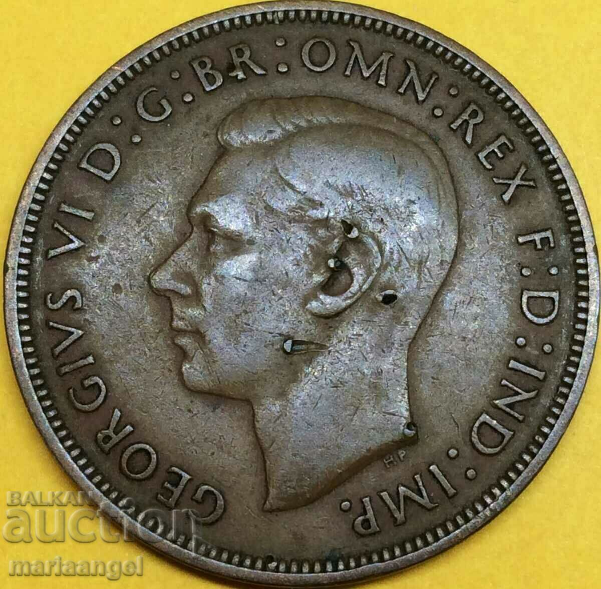 Великобритания 1 пени 1939 Джордж VI 30мм бронз с цена 4.00 лв. | € 2.05 Великобритания 1 пени 1939 Джордж VI 30мм бронз с цена 4.00 лв. | € 2.05