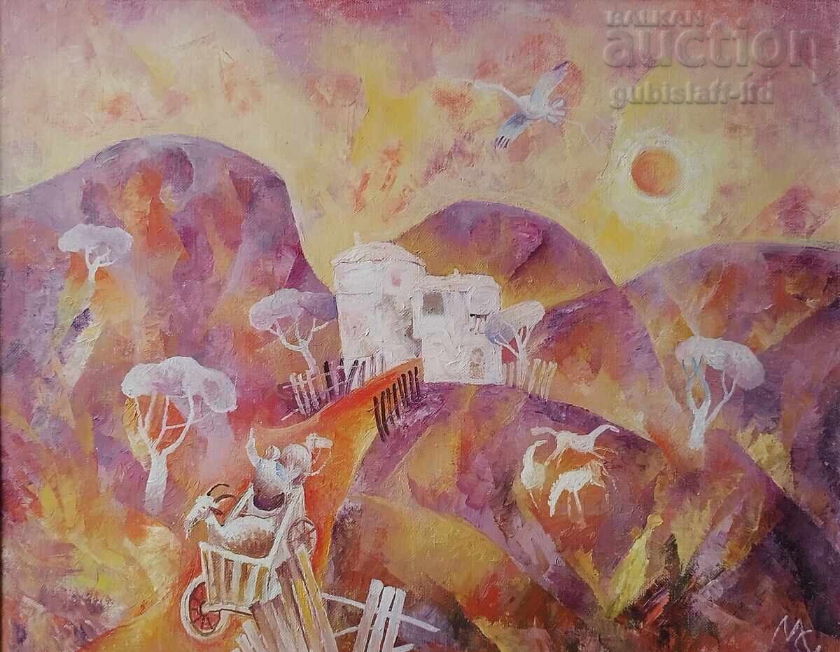 Картина "От пазара", худ. Милчо Спасов (1950-2023) с цена 2300.00 лв. | € 1175.97