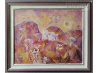 Tablou "Din piață", pictor Milcho Spasov (1950-2023)