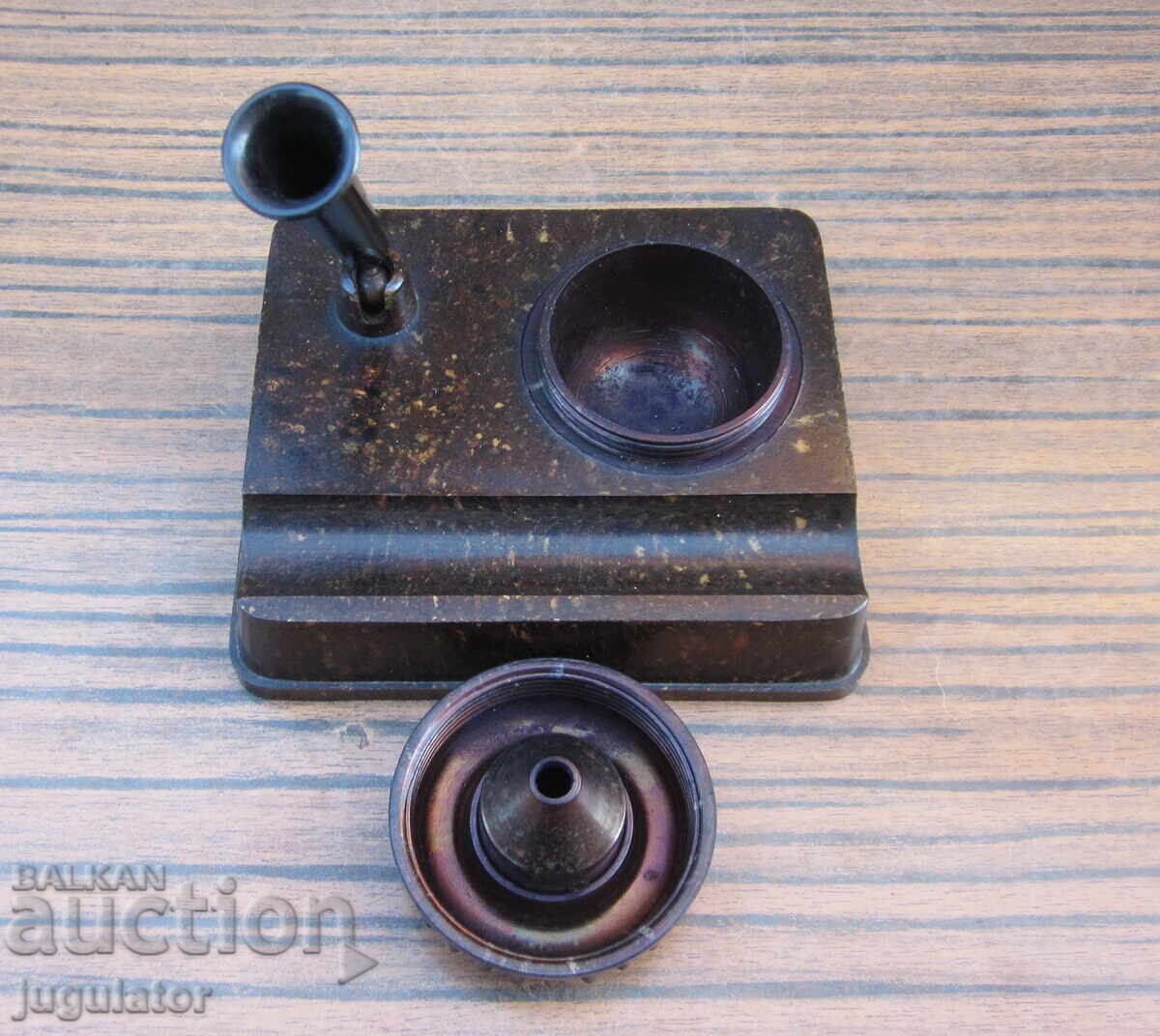 Auction  Old Bulgarian Bakelite Inkwell with Pen Rest