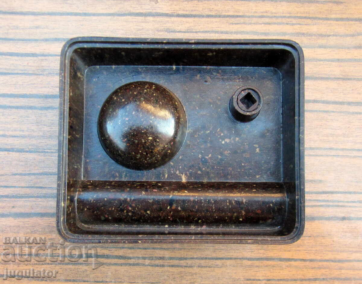 Delivery of Old Bulgarian Bakelite Inkwell with Pen Rest