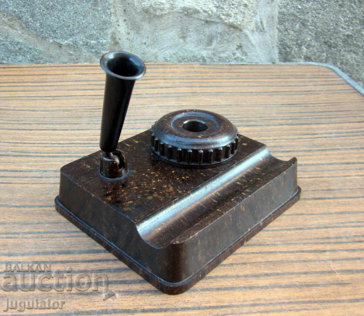 Old Bulgarian Bakelite Inkwell with Pen Rest - 6