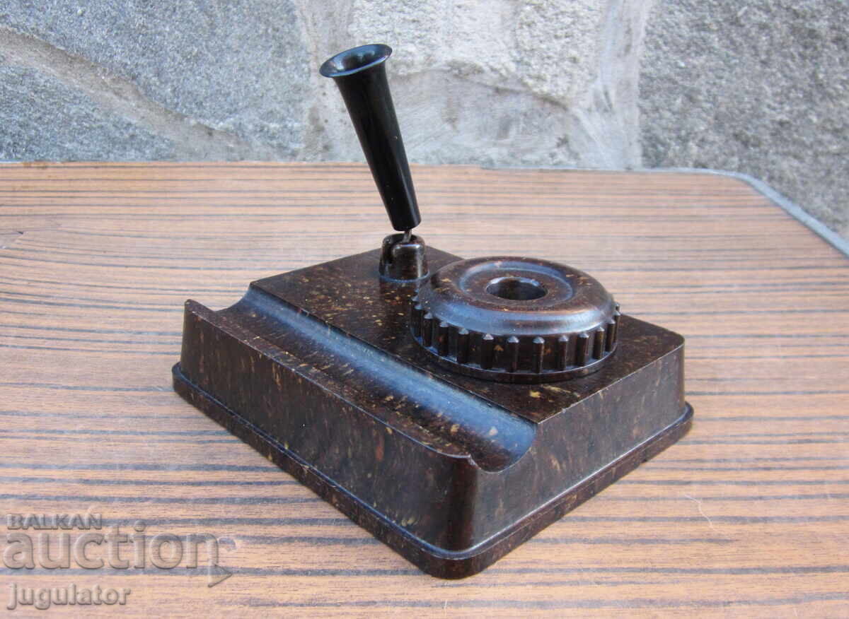 Old Bulgarian Bakelite Inkwell with Pen Rest - 7