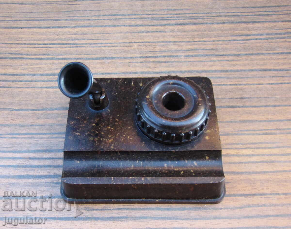 Old Bulgarian Bakelite Inkwell with Pen Rest