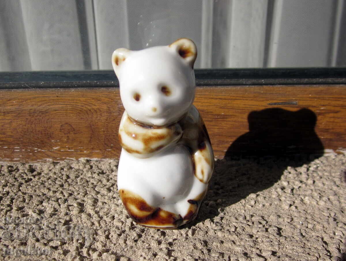 Old Bulgarian porcelain figurine of a panda bear