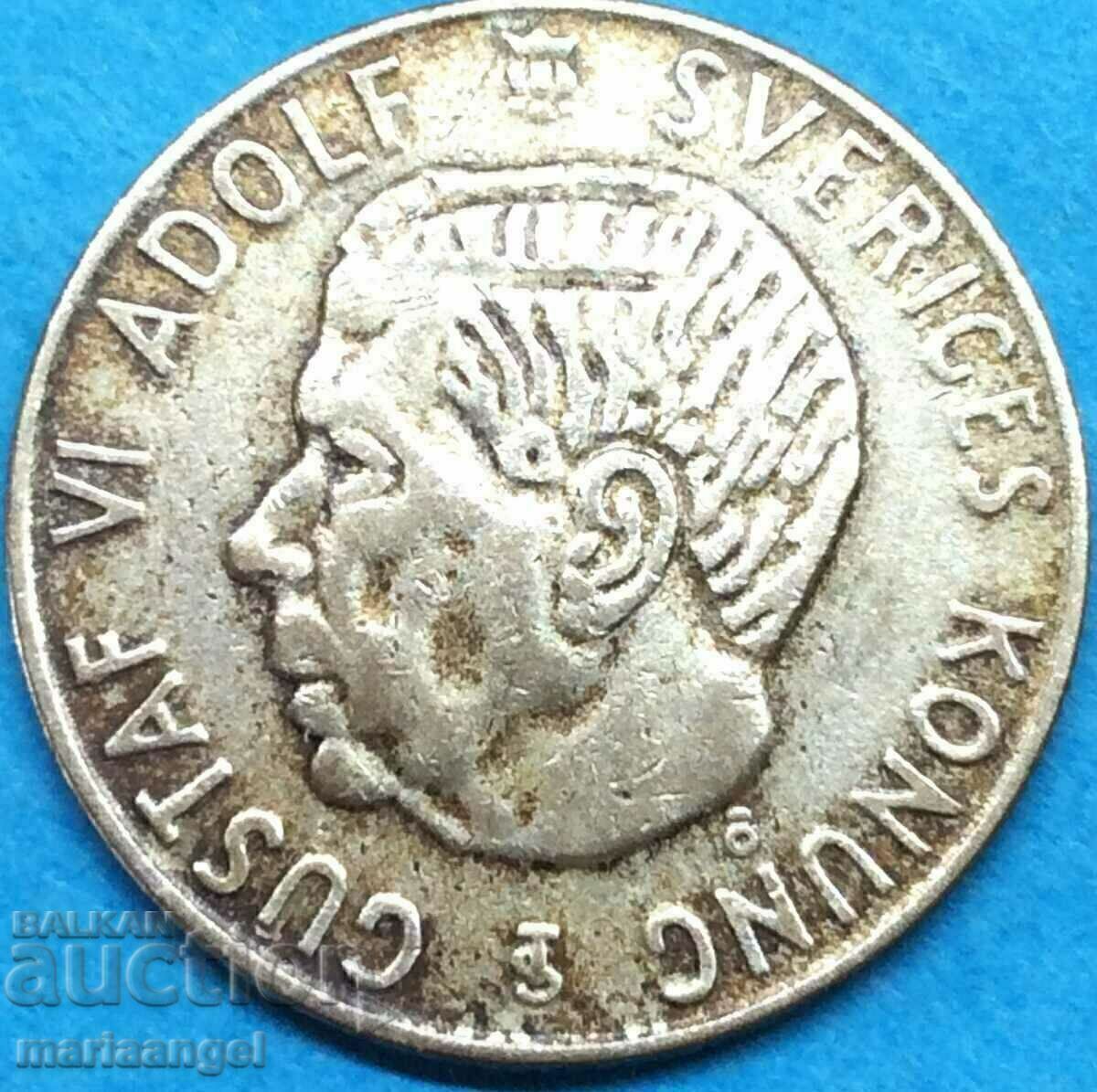 Sweden 1 Krone 1954 25mm Silver Gustav VI Adolf Patina