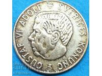 Suedia 1 Krone 1954 25 mm Argint Gustav VI Adolf Patina