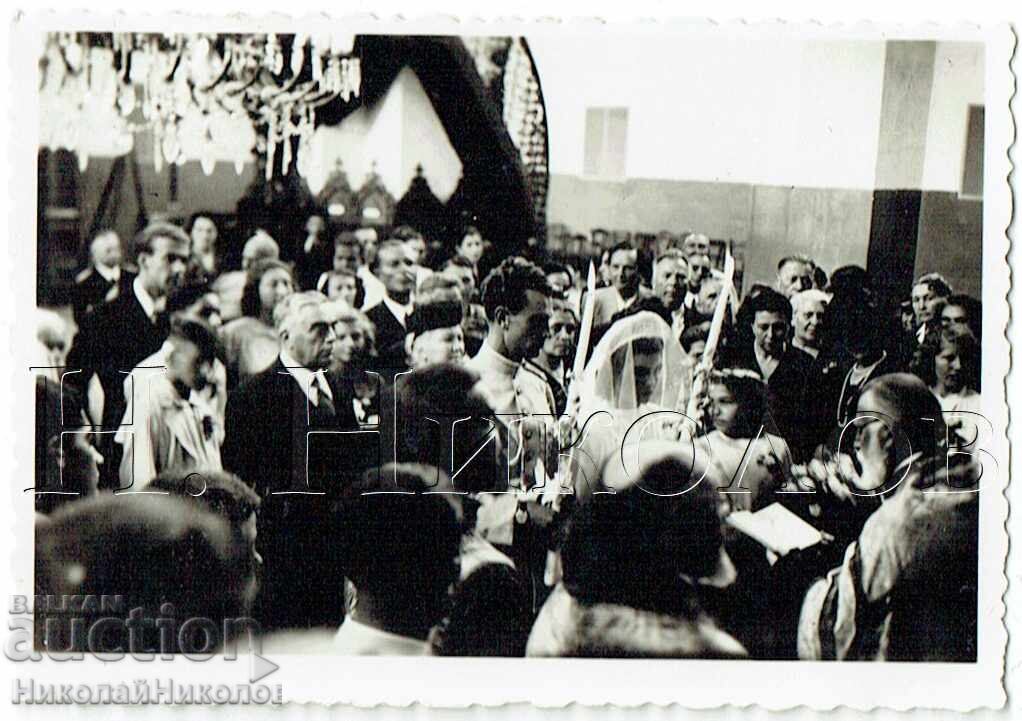 SMALL OLD PHOTO VARNA MILITARY OFFICER WEDDING CHURCH E623