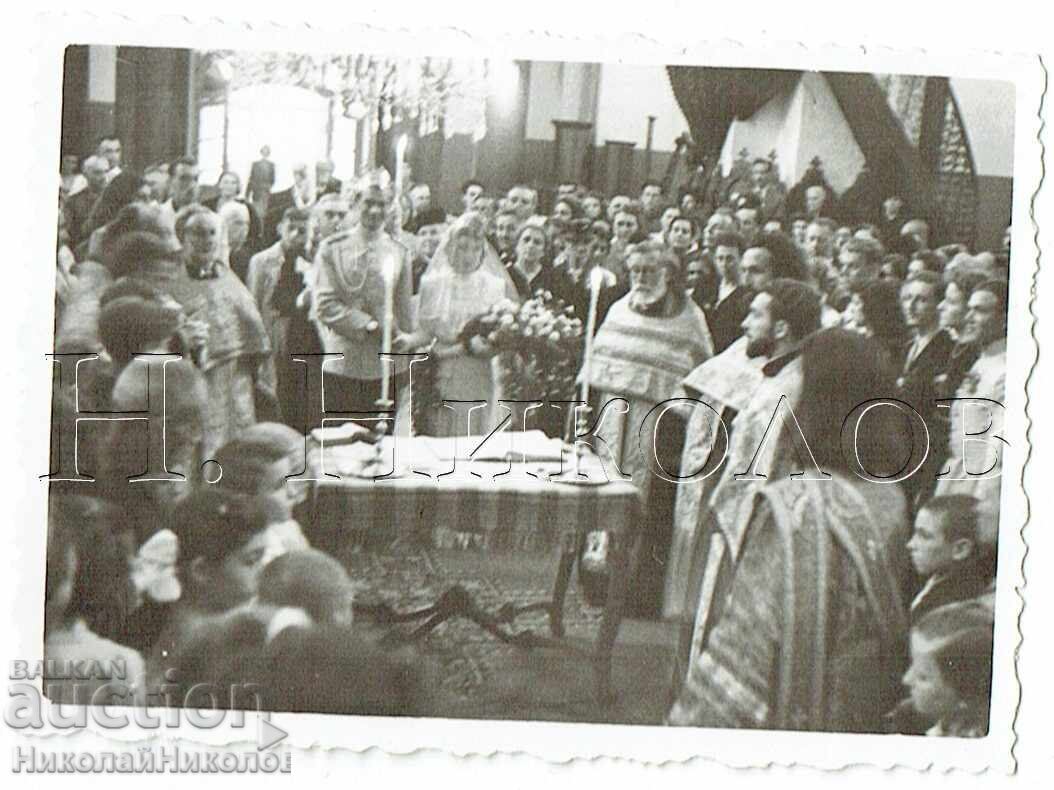 SMALL OLD PHOTO VARNA MILITARY OFFICER WEDDING CHURCH E627