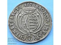 Монета Саксония 2/3 Талер 1678 г. Курфюрст Йохан Георг II