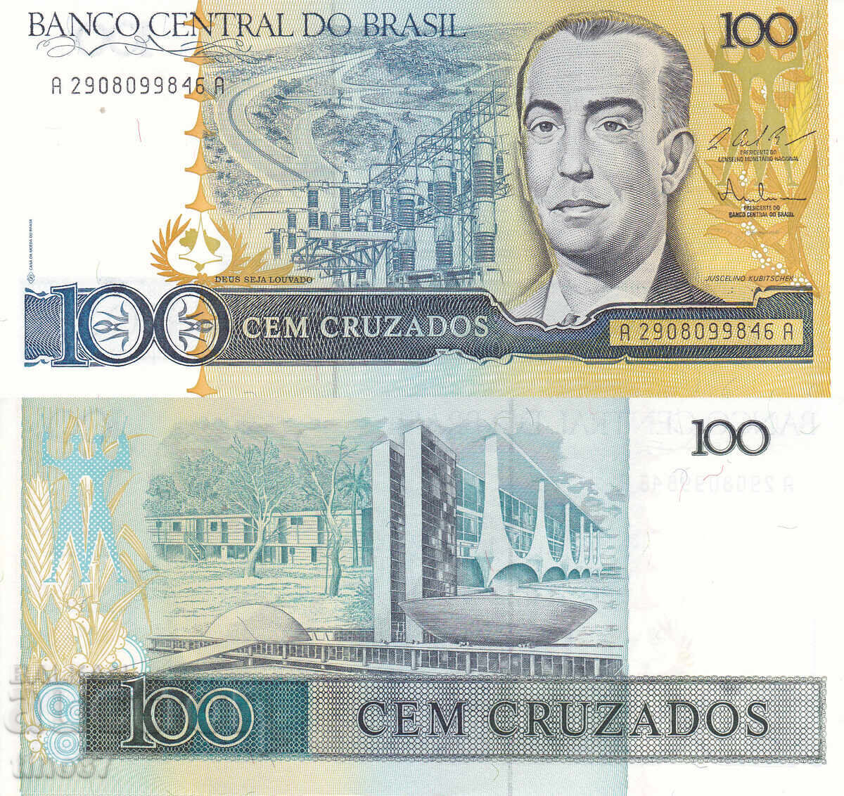 tino37- ΒΡΑΖΙΛΙΑ - 100 ΚΡΟΥΖΑΝΤΟΣ - 1987 - UNC