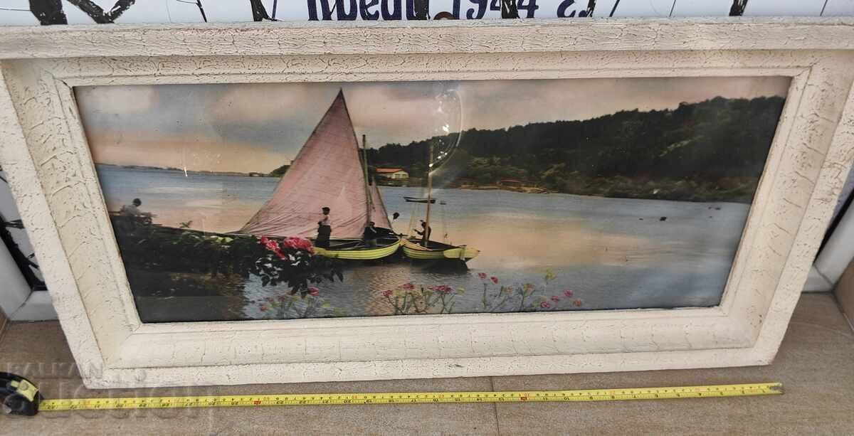 LARGE SOCIAL PHOTO PICTURE BOAT SEA RIVER FRAME GLASS - 5