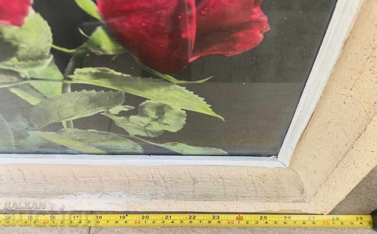 LARGE SOCIAL PHOTO PICTURE FLOWERS ROSES ROSE FRAME GLASS with price 49.00 BGN | € 25.05