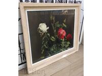 LARGE SOCIAL PHOTO PICTURE FLOWERS ROSES ROSE FRAME GLASS