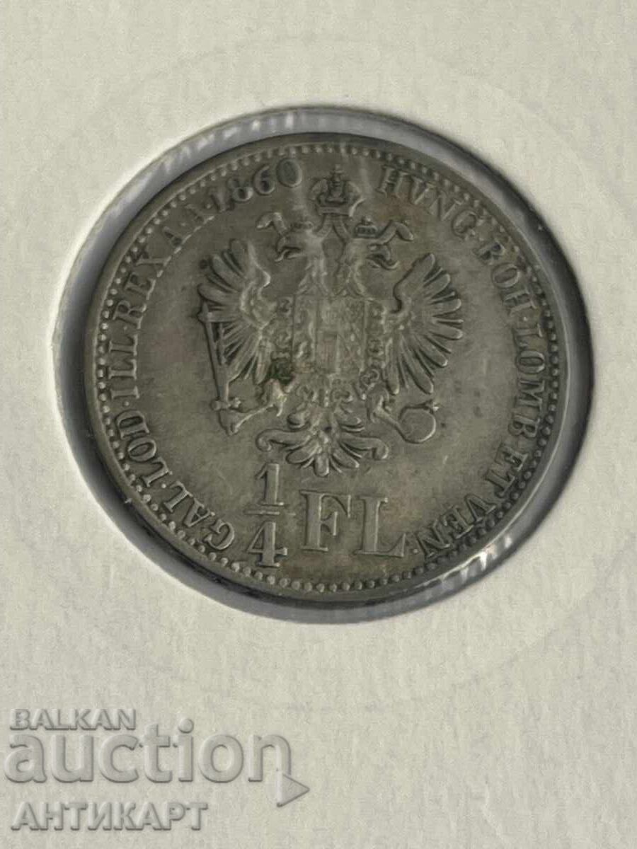 Silver Coin Austria 1/4 Florin 1860 A Rare Silver Coin Austria 1/4 Florin 1860 A Rare