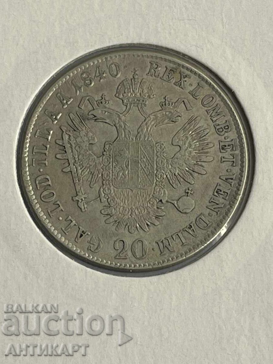 Silver coin Austria 20 Kreuzer 1840 Silver coin Austria 20 Kreuzer 1840
