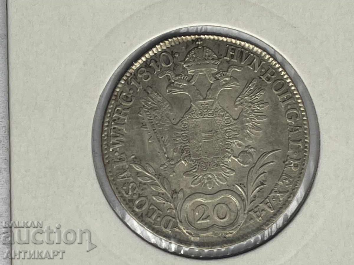 Row of silver coin Austria 20 Kreuzer 1810 Row of silver coin Austria 20 Kreuzer 1810