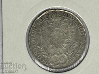 Row of silver coin Austria 20 Kreuzer 1810